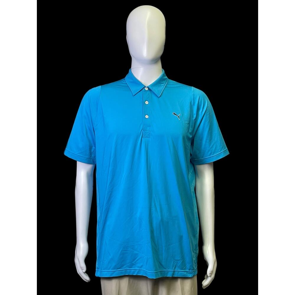 Puma Golf Sport Lifestyle USP Dry Aqua Blue Polo Shirt Men's Size Large